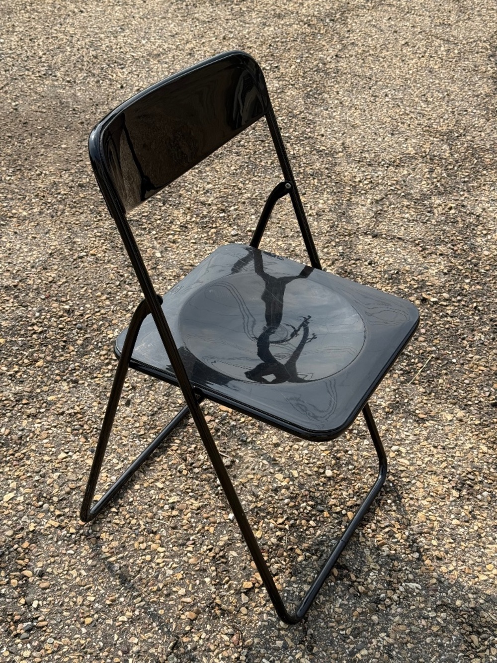 Black IKEA TED Vintage Folding Chair Metal Acrylic c1970s by Niels Gammelgaard